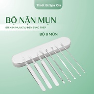 Bộ Dụng Cụ Nặn Mụn 8 Món: 3 Nhíp Lấy Mụn Và 5 Que Nặn Mụn Cao Cấp