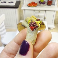 娃娃屋墨西哥捲餅 - 娃娃用聚合物粘土快餐 - 微型