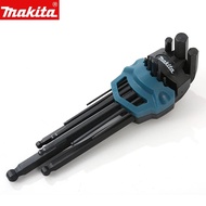 Makita B-65894 Ball End L-shaped EXTENDED ALLEN Wrench Set ไขควง 6 จุด Hex 9 ชิ้นซ่อมเครื่องมือ ALLE