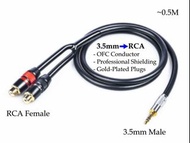 3.5mm to RCA Cable, 3.5mm轉RCA, 3.5mm轉紅白線, 3.5mm Male to (RCA Female x 2)