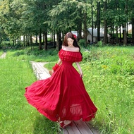 Red maxi dress for French party