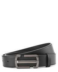 Urban State - Icon Plate Buckle Top Grain Leather Belt - Black