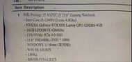 MSI 3050 GPU Laptop Prestige 15 A12UC i5 15.6 1TB SSD 16GB ram