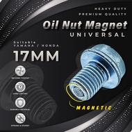 MAGNETIC BOLT OIL DRAIN NUT/SKRU MINYAK HITAM MAGNET/ENGINE NUT 17MM UNIVERSAL YAMAHA HONDA EX5 RS150 LC135 Y15