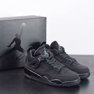 Air Jordan 4 AJ4 "Black Cat" Basketball Shoes Light Black Graphite