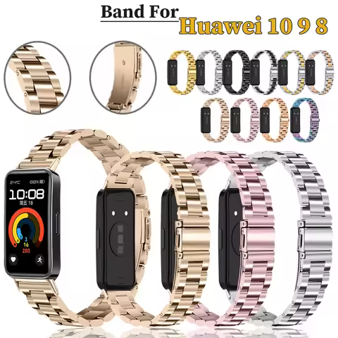 Three-bead Band Compatible with Huawei 8 9 10 Stainless Steel Strap for Huawei 10 9 8 Men Women Adju