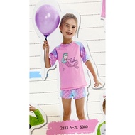 A & T [With Hood] San Ai Little Girls Short-Sleeved Jellyfish Two-Piece Swimsuit [2333] S~2L