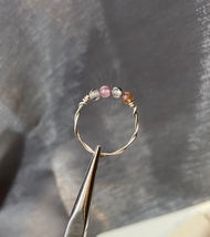 999純銀/足銀/黑髮晶 碧璽瑪瑙編織戒指