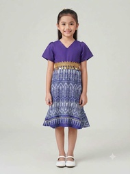 PUA KUMBU DRESS GIRL.free size 20kg to 38kg 3 years until 8years