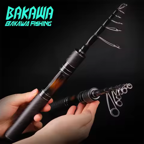 BAKAWA 180 Medium Light Telescopic Lure Rod Travel Carbon Handle Solid carbon tip Fishing Rod ML Por