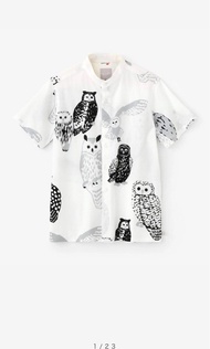 日本 sousou 高島縮 短袖襯衫 貓頭鷹 全新未拆袋