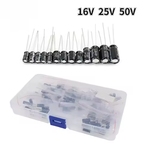 120pcs Electrolytic Capacitor 16V 25V 50V Aluminum Electrolytic Capacitor Kit 12 Values 1uF-470uF DI