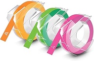 DYMO 3D Plastic Embossing Labels for Embossing Label Makers, Neon, 3/8'' x 9.8', 3-roll pack (193335