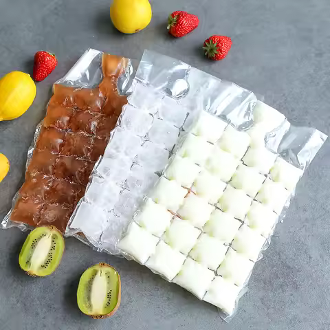 10pcs/pack Disposable Ice Bag Lattice Ice Cube Mold Bar Self-sealing Ice Tray Bag Ice Cube Bag Box E
