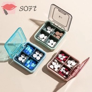 SOFTNESS Travel Pill Box, Colorful Plastic Mini Pill Box,  4-Cell Medicine Storage Box Medicine