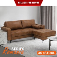 [READY STOCK]Million Furniture-ROMANIA SERIES 3 seater + Stool high tech fabric sofa set