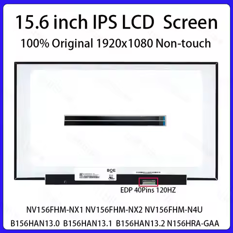 15.6" 120Hz Laptop LCD Screen NV156FHM-NX1 NX2 N4U LM156LFGL01 LM156LFGL02 03 05 B156HAN13.0 N156HRA