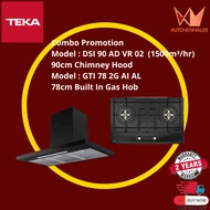 TEKA Combo Package Chimney Hood DSI 90 AD VR 02 (Black) + Gas Hob GTI 78 2G AI AL / KUTCHENHAUSS