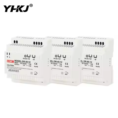 Power Supply 30W 45W 60W DIN Rail Switching Power Supply Input 100-240V AC To DC 5V 12V 24V Single O