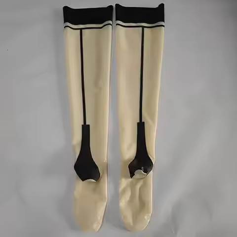 100% Latex Rubber Gummi Transparent Long Socks Thigh Stocking S-XXL Masquerade ball