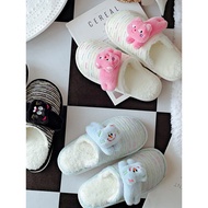 men slippers bedroom slippers Cute Cute Style Fleece-Fleece Warm Outer Wear Cotton Slippers