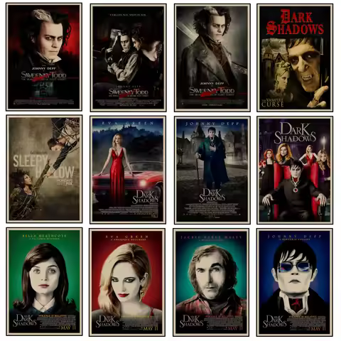 Tim Burton Movie Posters Sweeney Todd / Sleepy Hollow / Dark Shadows / Kraft Paper Wall Stickers Hom
