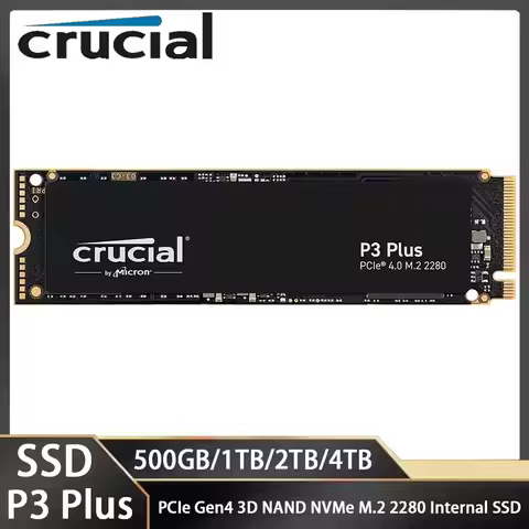 Crucial P3 Plus SSD 2TB 1TB 4TB 500GB PCIe Gen4 3D NAND NVMe M.2 2280 up to 5000MB/s Internal Solid 