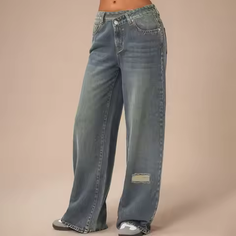 Vintage Low Rise Baggy Jeans for Women Y2k Boyfriend Straight Wide Leg Jeans Loose Fit Denim Pants Y