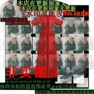 MD/CLO3D+OBJ+FBX Red French Dress Doll Collar Short Sleeve Puff Sleeve Fine Pleated Jumpsuit Long Dr