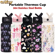 ORBITZY 1000ML Tumbler, 1L Capacity With Straw Vacuum Bottle, Convenient 304 Stainless Steel Printed
