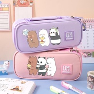 Cute Pencil Case Multilayer Anime Cartoon We Bare Bears Pencil Case Pen Bag Boys Girls Student Creative Stationery Large Capacity Pencil Box
