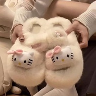 men slippers bedroom slippers slippers for women HelloKitty Cotton Thick-Soled Furry Slippers - Wint