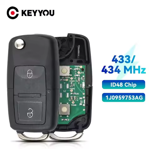 KEYYOU 434MHz Remote Car Key For VOLKSWAGEN VW Golf 4 5 Passat b5 b6 polo Touran ID48 Chip 1J0 959 7