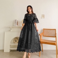 Dress Daniella Long Dress Size M L XL Matt Brokat Tile Import Lapis Furing Hyget Resleting Belakang