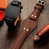 Leather watch strap suitable for FOSSIL men's watch 22mm men's wrist support tray strap head layer calfskin genuine leather