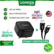 UGREEN 20W PD USB C Charger Wall Plug Power Delivery Quick Charge 4.0 3.0 Type C Charger Type C to L