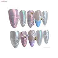 🌷False nails 100% genuine gel color 🌷 False nails real gel mermaid sea gel nails fake nails beautifu