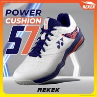 YONEX Power Cushion 57 White-Neon-Orange Badminton Shoes Original YONEX Kasut Badminton Lelaki Perem