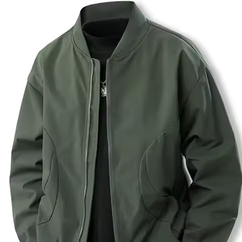 Casual Sle Men's Jaet Spring Autumn Workwear Loose Fit Pilot Faionable Baseball Sle Polyester Fiber 