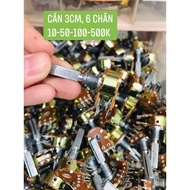 Set of 10 6-pin potentiometers, handle length 3cm 20K 100K