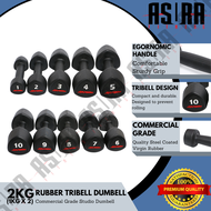 1KG - 10KG Tribell Rubber Coated Cast Iron Tribell Studio Dumbbell (Pair)