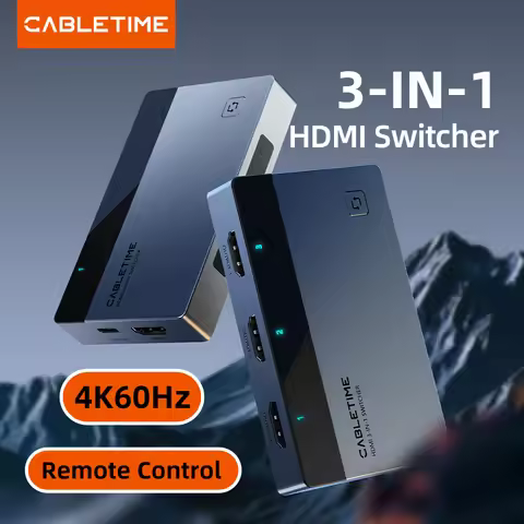 CABLETIME HDMI Switcher 3 in 1 HDMI Splitter 4K 60Hz for Laptop Macbook Xiaomi Mi Box PS5 PS4 HDTV 3