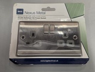 British General BG Nexus Metal 雙位 13A 電源插座 Brushed Steel