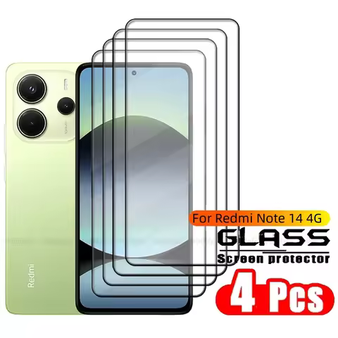 4PCS For Redmi Note 14 4G Glass Xiaomi Redmi Note 14 4G Tempered Glass 9H HD Full Cover Glue Screen 
