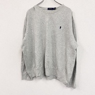 POLO RALPH LAUREN 運動衫/運動鞋，前 V 領，灰色，XXL 碼，古著。