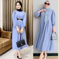 ej880 baju midi dress mat crincle airflow/baju gamis dress midi