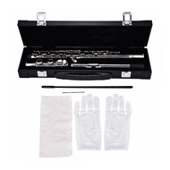 Closed Hole Flute, C Key Flute Silver Coating Plating 63x5cm / 24.8x2in Easy To Learn Professional  