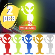 [ Wholesale Prices ] Reflective Aliens Car Stickers - Personalized Decals - Night Safety Driving Warning Signs - Children Prank Sticker - for Motorcycle Riding Helmet