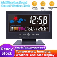 MultiFunction LED Digital Clock Large Display Alarm Clock Temperature Humidity 12/24H Automatic Brig