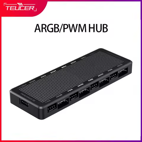 TEUCER LP-8P ARGB/PWM HUB SATA Power Interface 5 Ports 5V 3pin ARGB and 5 Ports 4pin PWM Fan HUB Ada